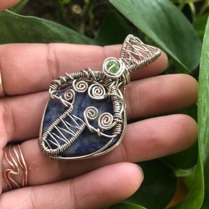 Mushroom Wire-wrapped Sodalite Pendant